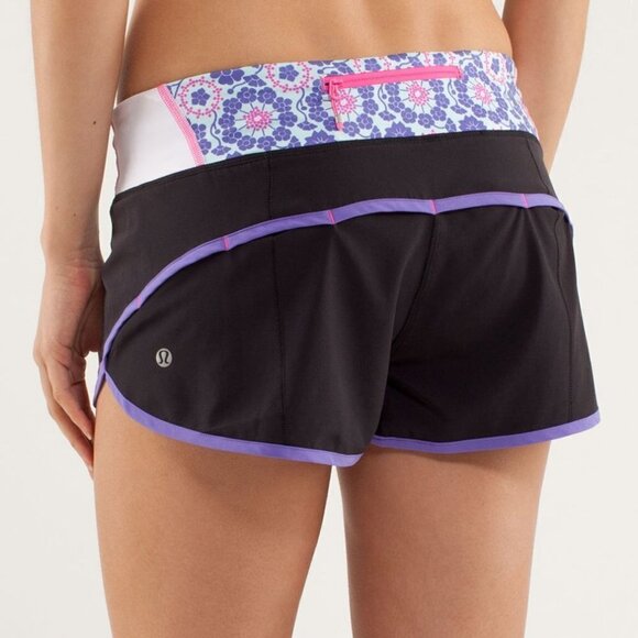 Lululemon Run: Speed Short Black / Power Purple sz 8 J255 - Picture 1 of 9